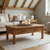 Rustic Solid Oak Drawer Coffee Table