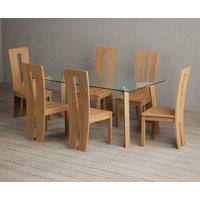 Lakelyn Solid Oak and Glass Dining Table with Oak Lucca Chairs