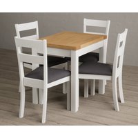 Extending Hadleigh Oak and Signal White Painted Dining Table with Brown Kendal Chairs