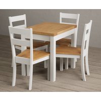 Extending Hadleigh Oak and Signal White Painted Dining Table with Blue Kendal Chairs