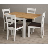 Extending Hadleigh Oak and Signal White Painted Dining Table with Oak Kendal Chairs