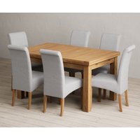 Extending Buxton Solid Oak Dining Table with Natural Scroll Back Chairs