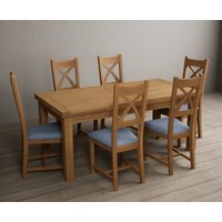Extending Buxton Solid Oak Dining Table with Light Grey Natural Solid Oak Chairs