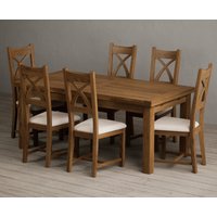 Extending Buxton Rustic Solid Oak Dining Table with Brown Rustic Solid Oak Chairs