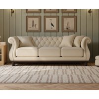 Harrow Chesterfield Ivory Linen Fabric Seater Sofa