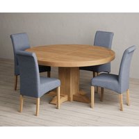 Helmsley Round Oak Dining Table with Grey Scroll Back Chairs