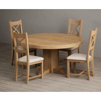 Helmsley Round Oak Dining Table with Brown Natural Solid Oak Chairs
