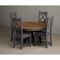 Hertford Fixed Top Oak and Charcoal Grey Painted Dining Table with Rustic Oak Painted Chairs