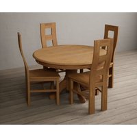 Hertford Fixed Top Solid Oak Dining Table with Brown Natural Chairs