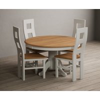 Hertford Fixed Top Oak and Signal White Painted Dining Table with Linen Natural Chairs