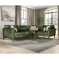 Palermo Olive Green Chenille Fabric Right Hand Facing Corner Sofa