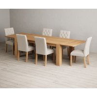 Sheringham Solid Oak Dining Table with Natural Isabella Chairs with Sheringham Oak Extensions Pair