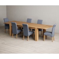Sheringham Solid Oak Dining Table with Sheringham Oak Extensions Pair with Charcoal Grey Scroll Back Chairs