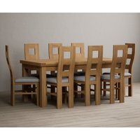 Extending Buxton Solid Oak Dining Table with Light Grey Natural Chairs