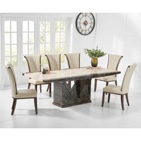 Tenore Extra Large Marble Dining Table with Cream Lorient Chairs