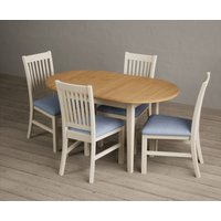 Extending Warwick Oak and Cream Painted Dining Table with Blue Warwick Chairs