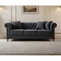 Westminster Chesterfield Dark Grey Velvet Seater Sofa