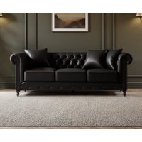 Westminster Chesterfield Black Leather Seater Sofa