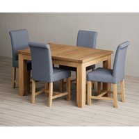 Extending Yateley Solid Oak Dining Table with Grey Braced Chairs