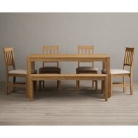York Solid Oak Dining Table with Charcoal Grey York Chairs with Oak Bench