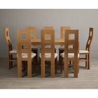 York Solid Oak Dining Table with Linen Natural Chairs
