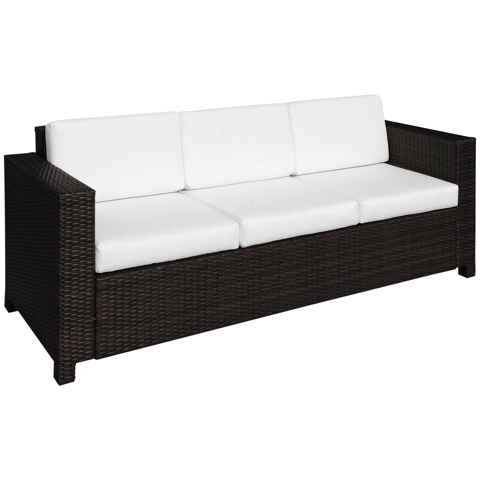 MCL Seater Rattan Sofa, All-Weather Wicker Weave Metal Frame Chair with Fire Resistant Cushion, Brown